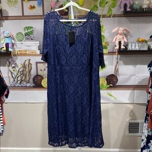 Elegant Blue Lace Dress